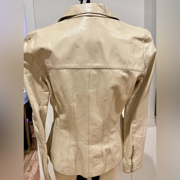 Women’s Tombolini Leather Blazer Jacket Cream Size 42 - Picture 2 of 15
